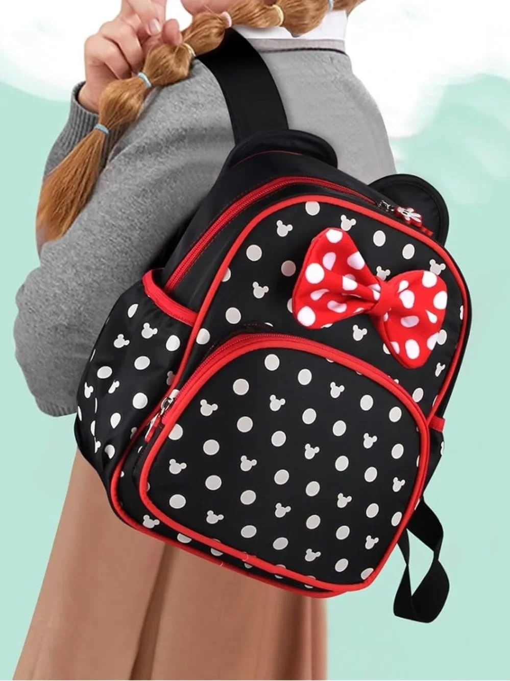 Disney Kids Polka Dot Minnie Backpack in Black and Red